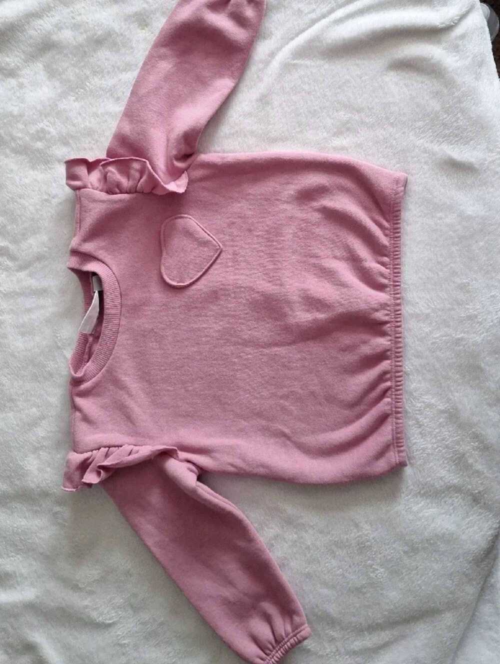 The Children's Place Pink Ruffle-Shoulder Crew & Ribbed Scoop Leggings Set